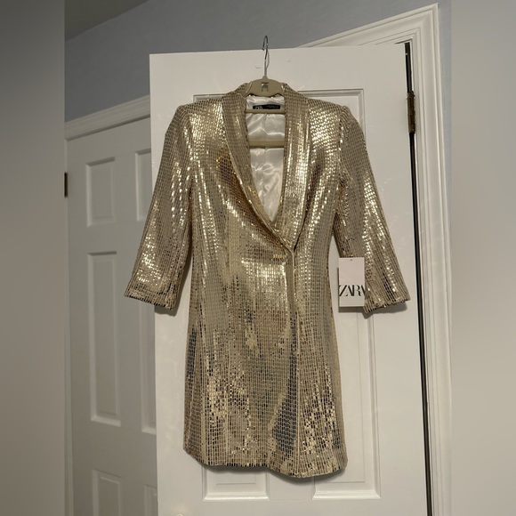 zara blazer dress metallic Bomb Product of The Day: Zara's Metallic Blazer Dress